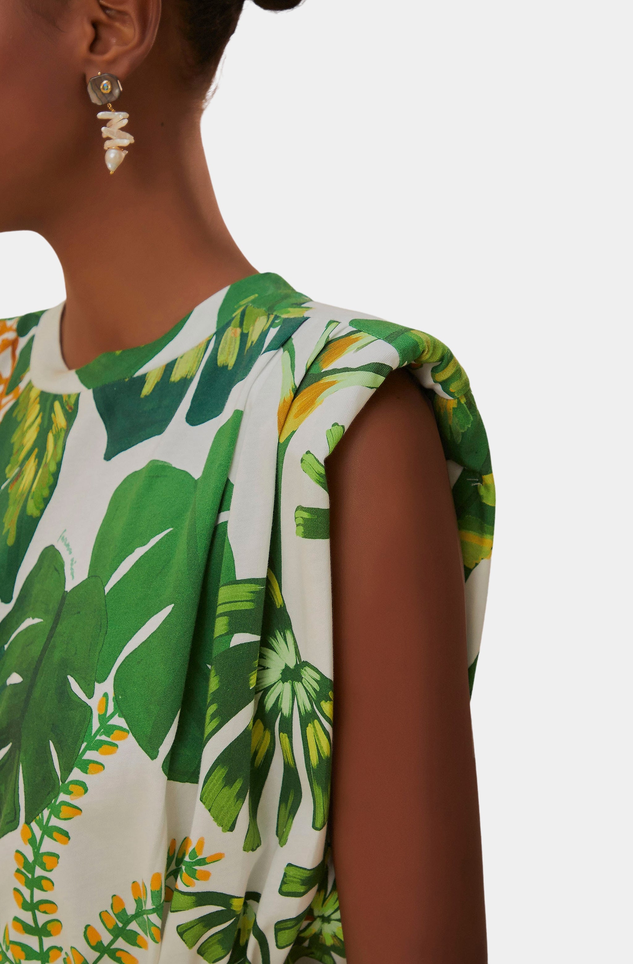 Tropical Forest Off-White T-Shirt Mini Dress
