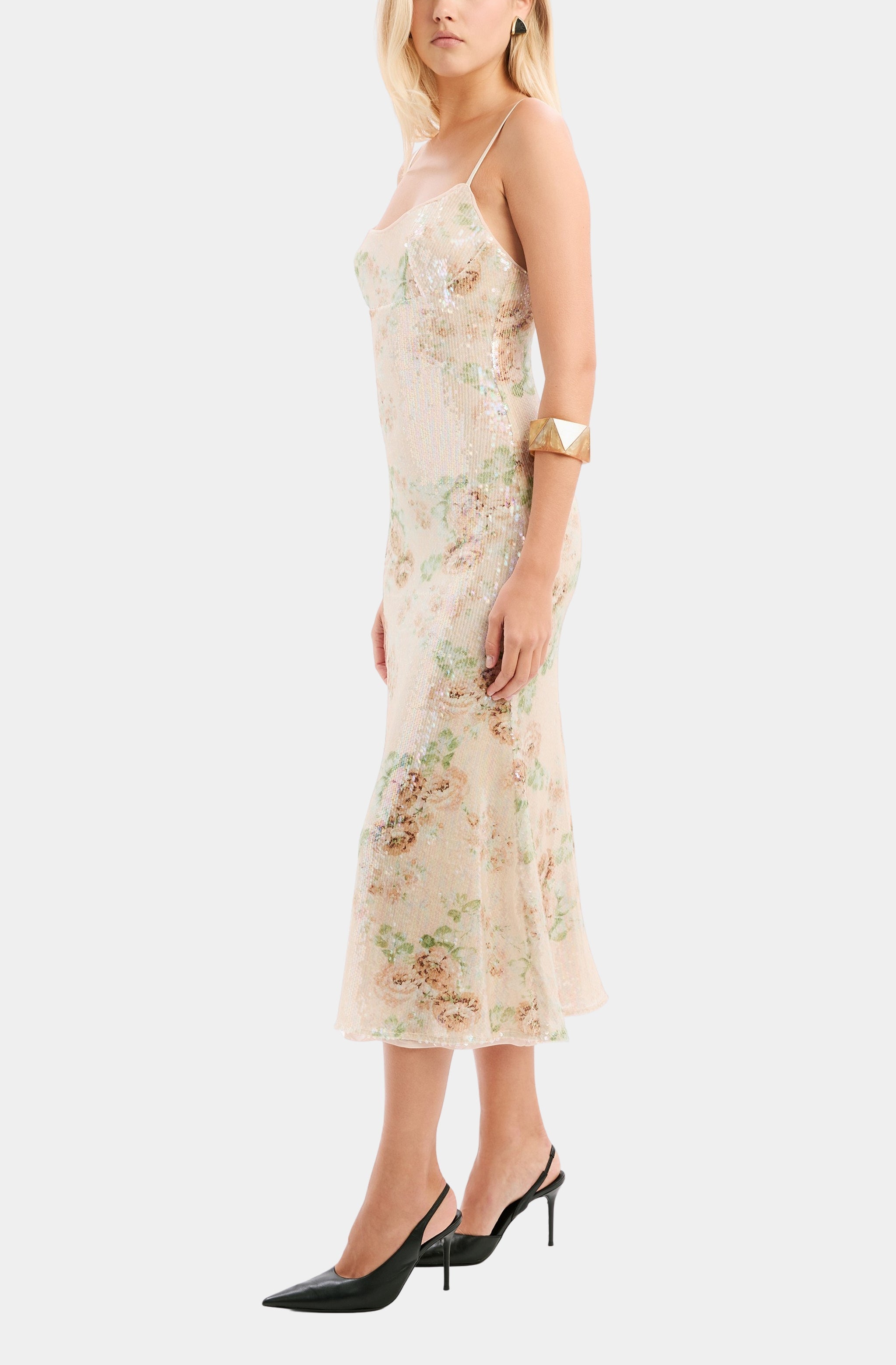 Adoni Sequin Mesh Midi Dress