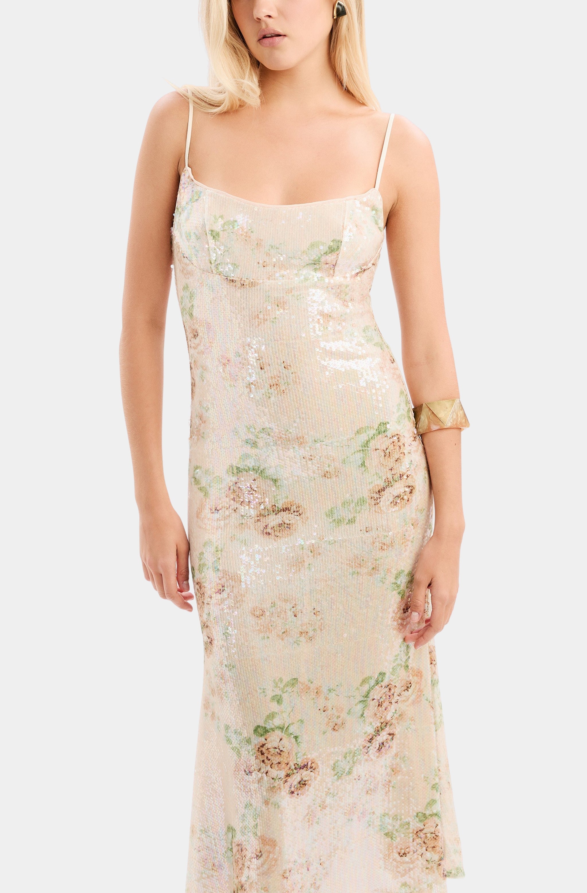 Adoni Sequin Mesh Midi Dress