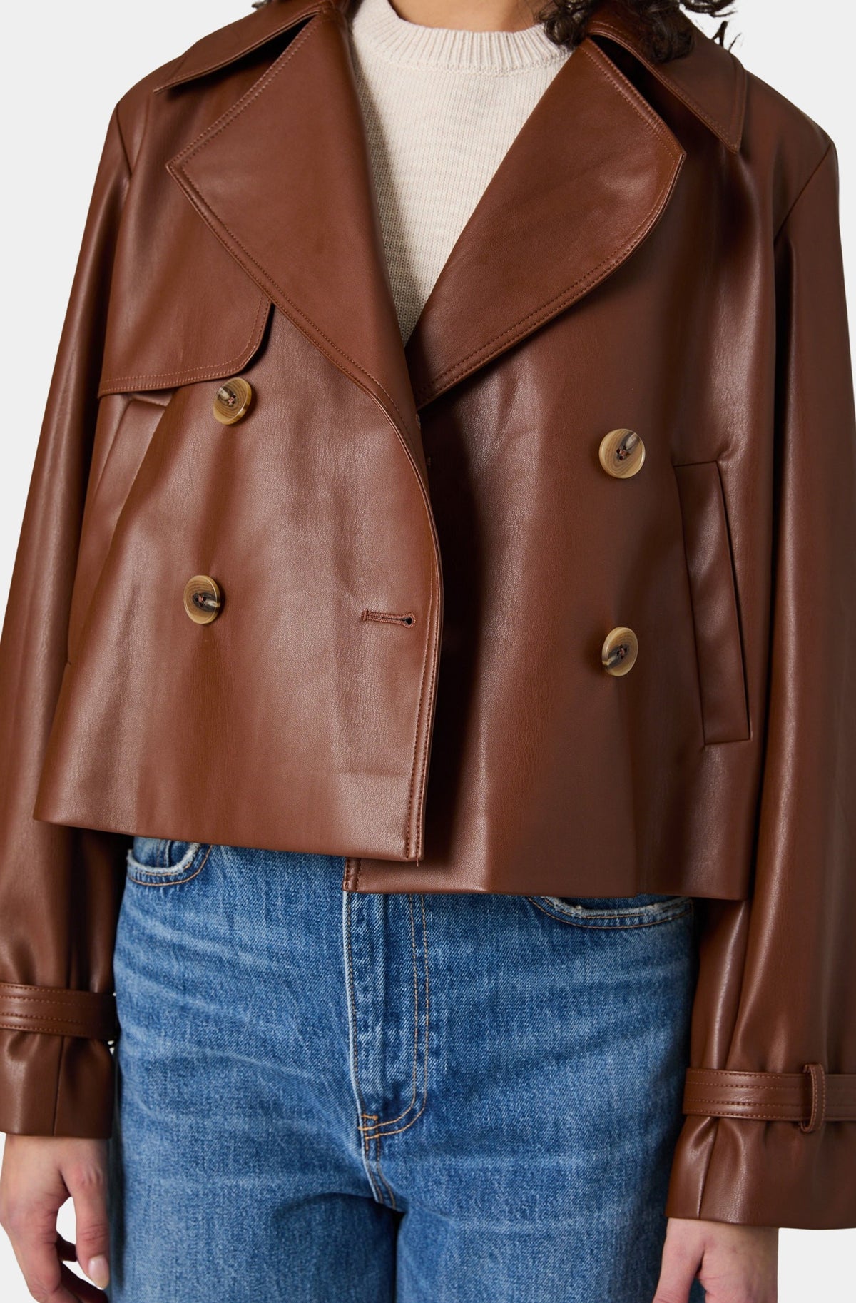 Porto Faux Leather Cropped Jacket