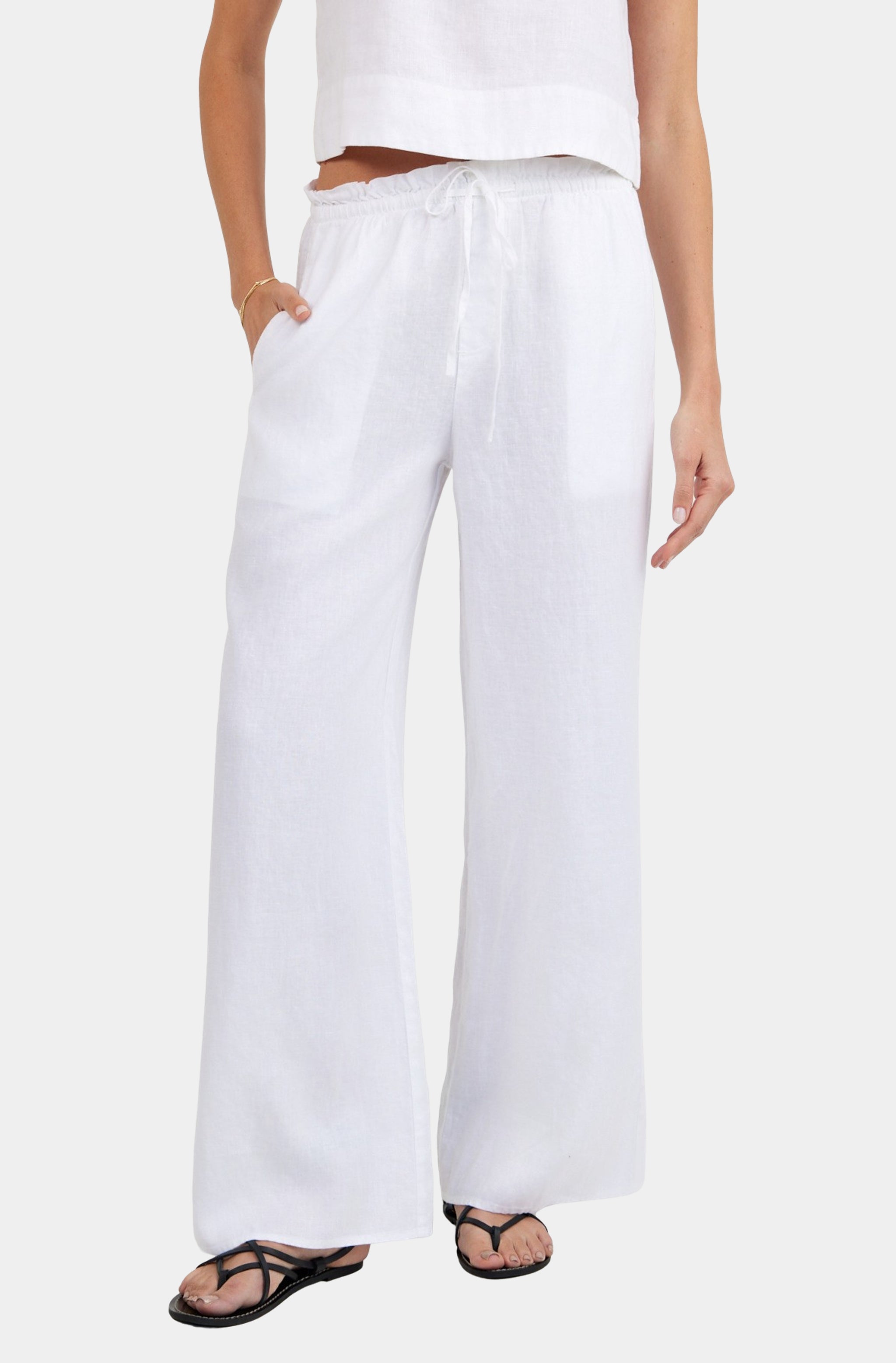 Ruffle Waist Wide Leg Pant