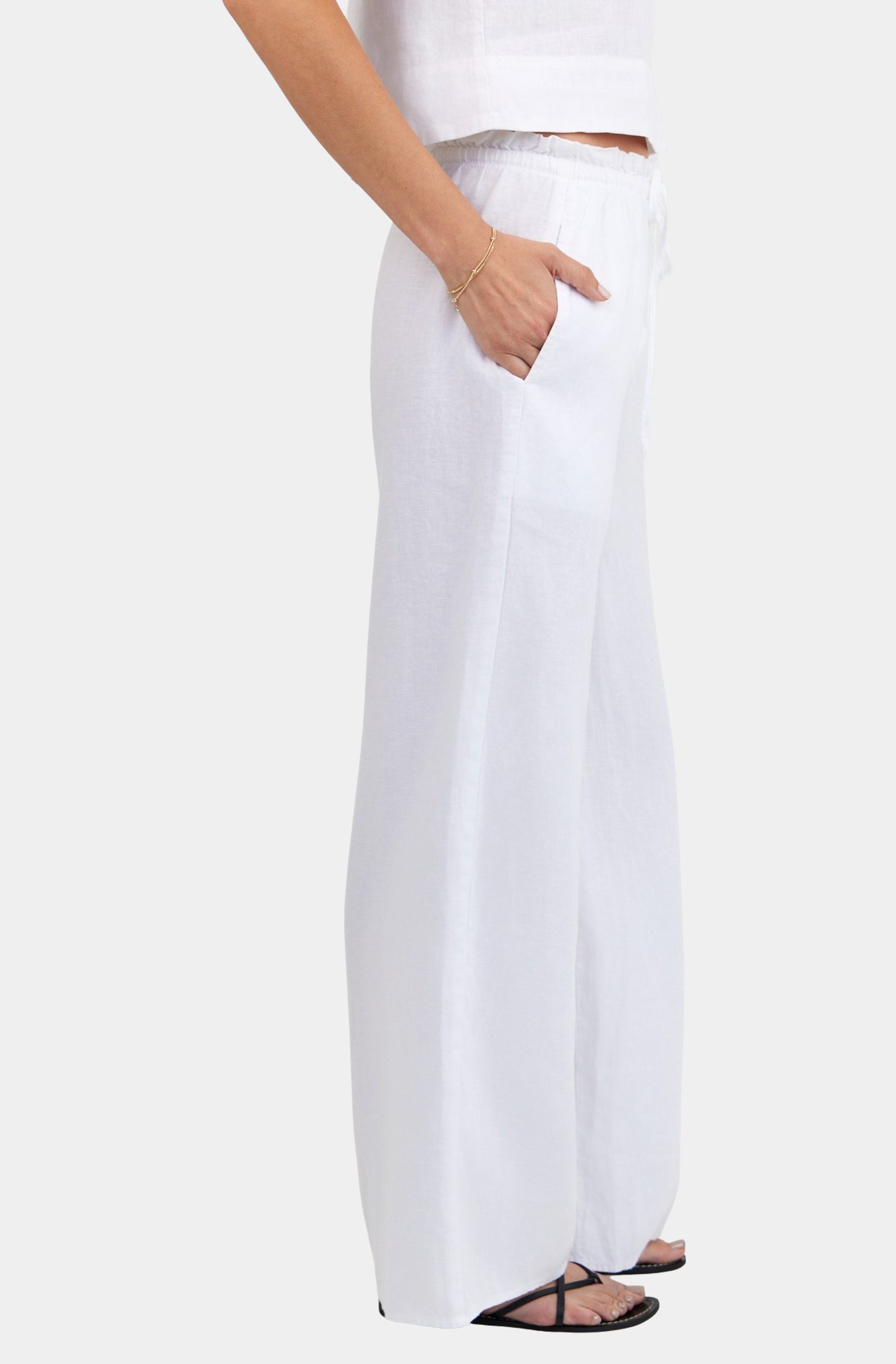 Ruffle Waist Wide Leg Pant