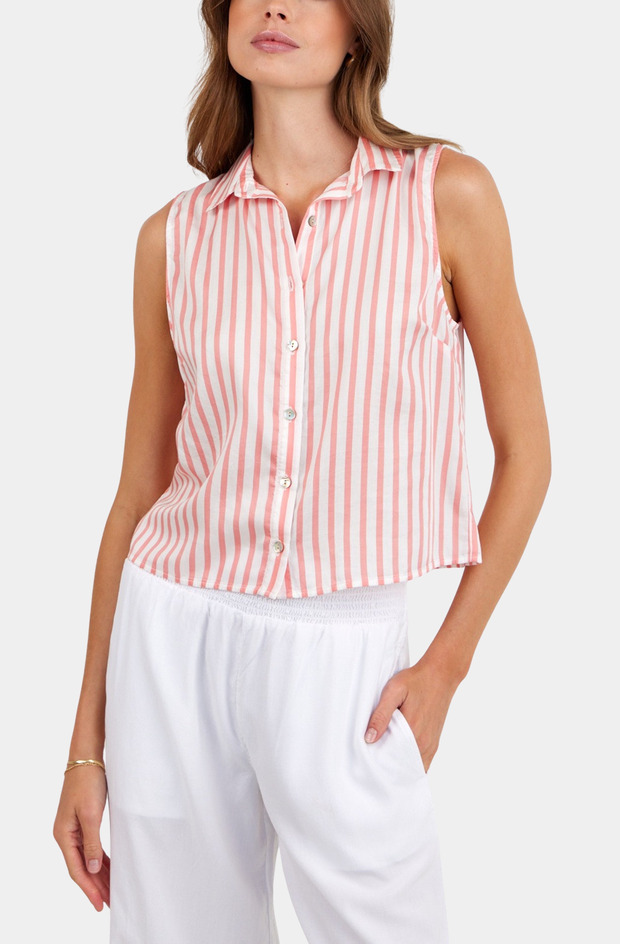 Clean Sleeveless Button Down