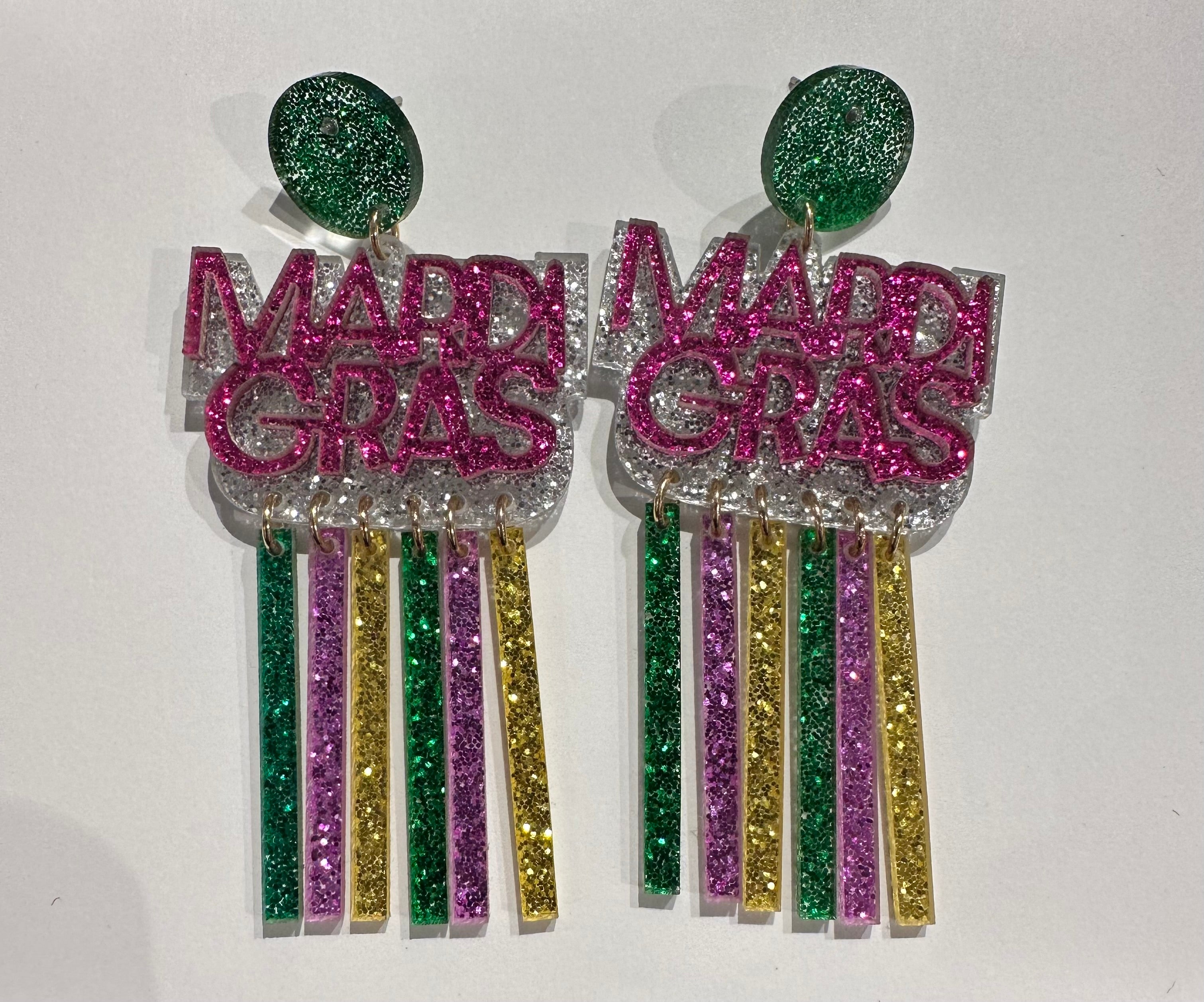 Glitter Mardi Gras Earrings