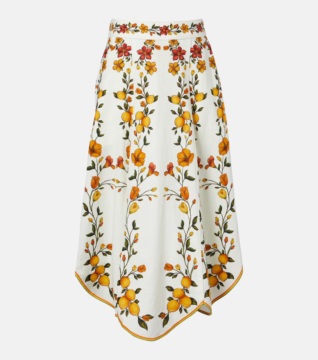 Lemon Bouquet Off-White Midi Skirt