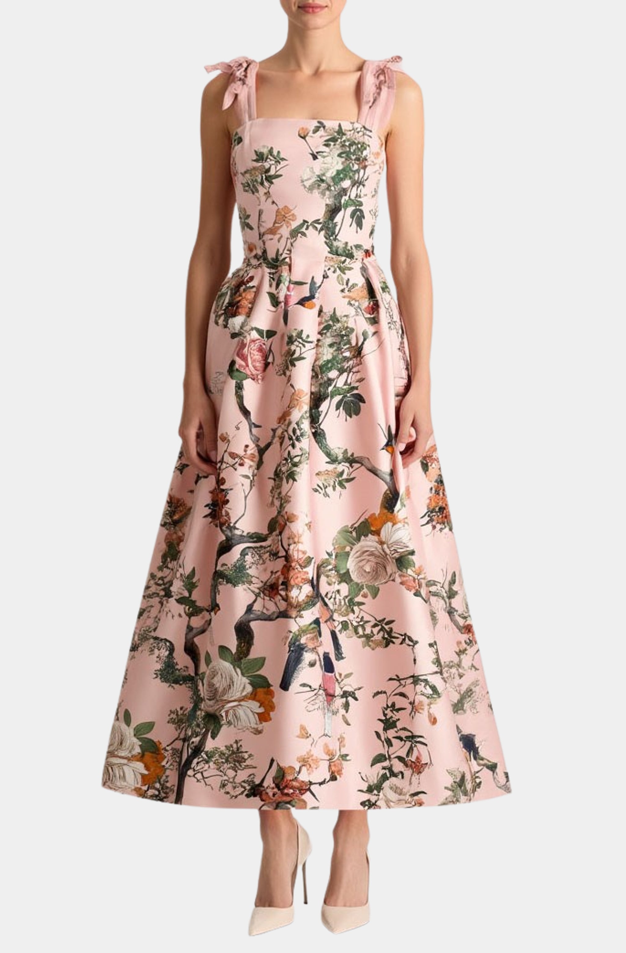 Hana Square Neck Tie Strap Midi Dress