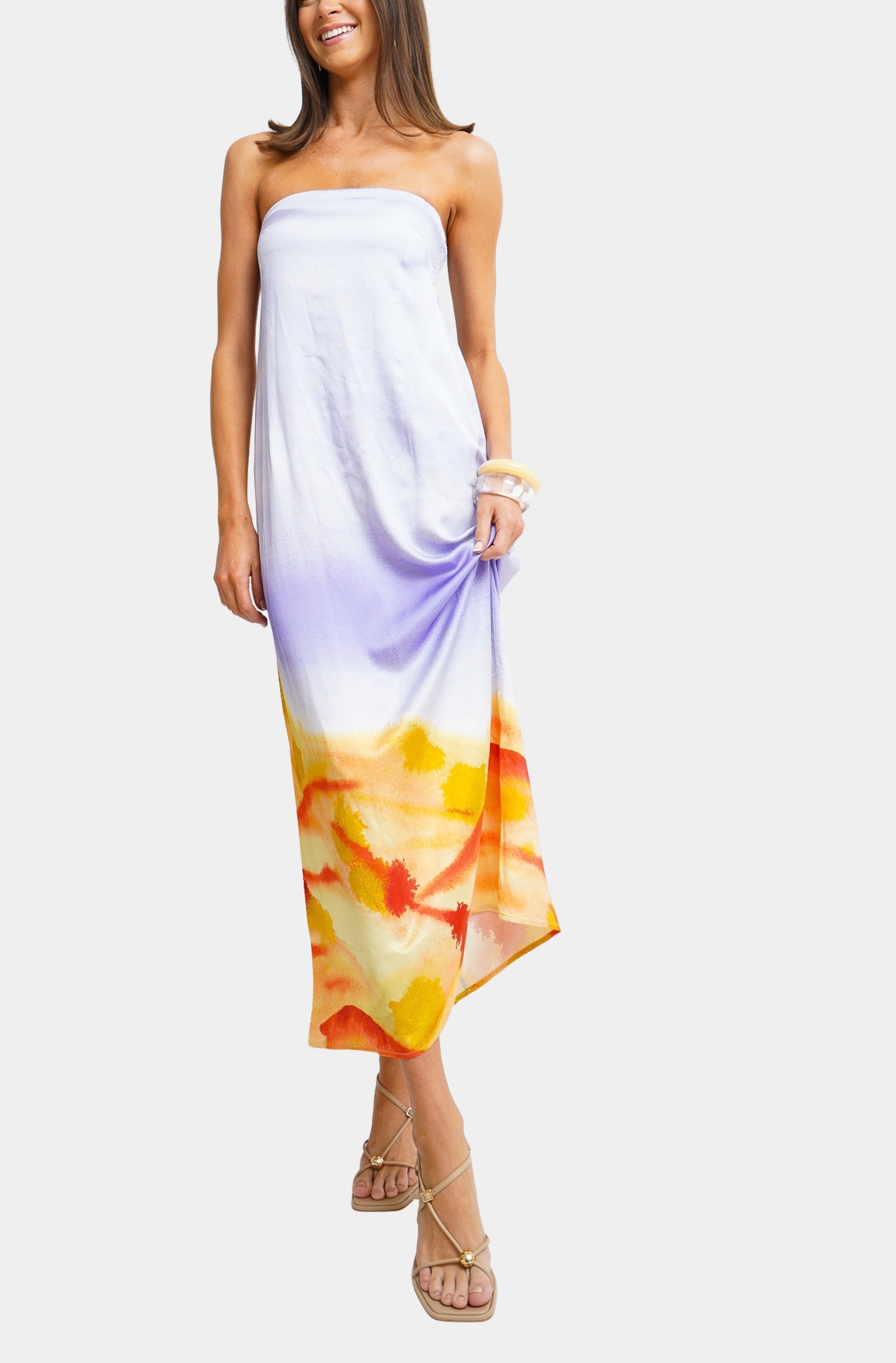 Hemline Exclusive Strapless Maxi Dress Desert View / M Hemline Exclusive Strapless Maxi Dress Desert View / M