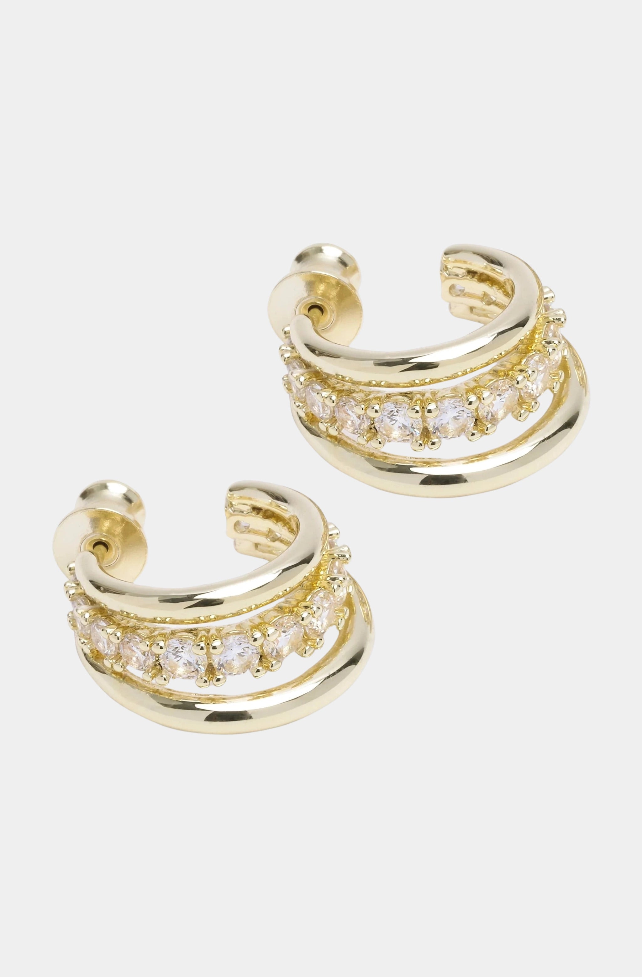 Oh She Fancy Smooth &amp; Diamond Hoops