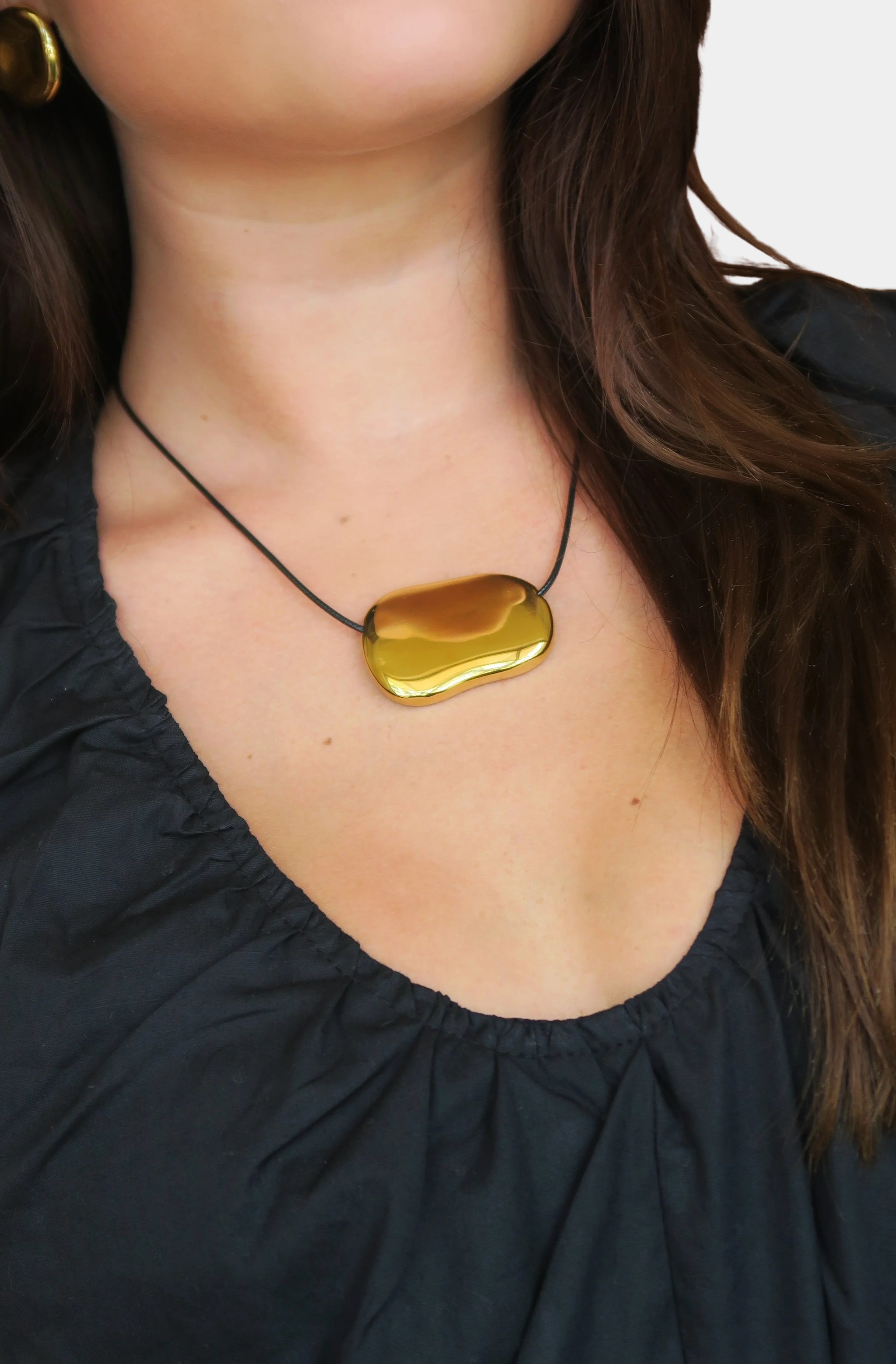 Golden Bean Cord Necklace