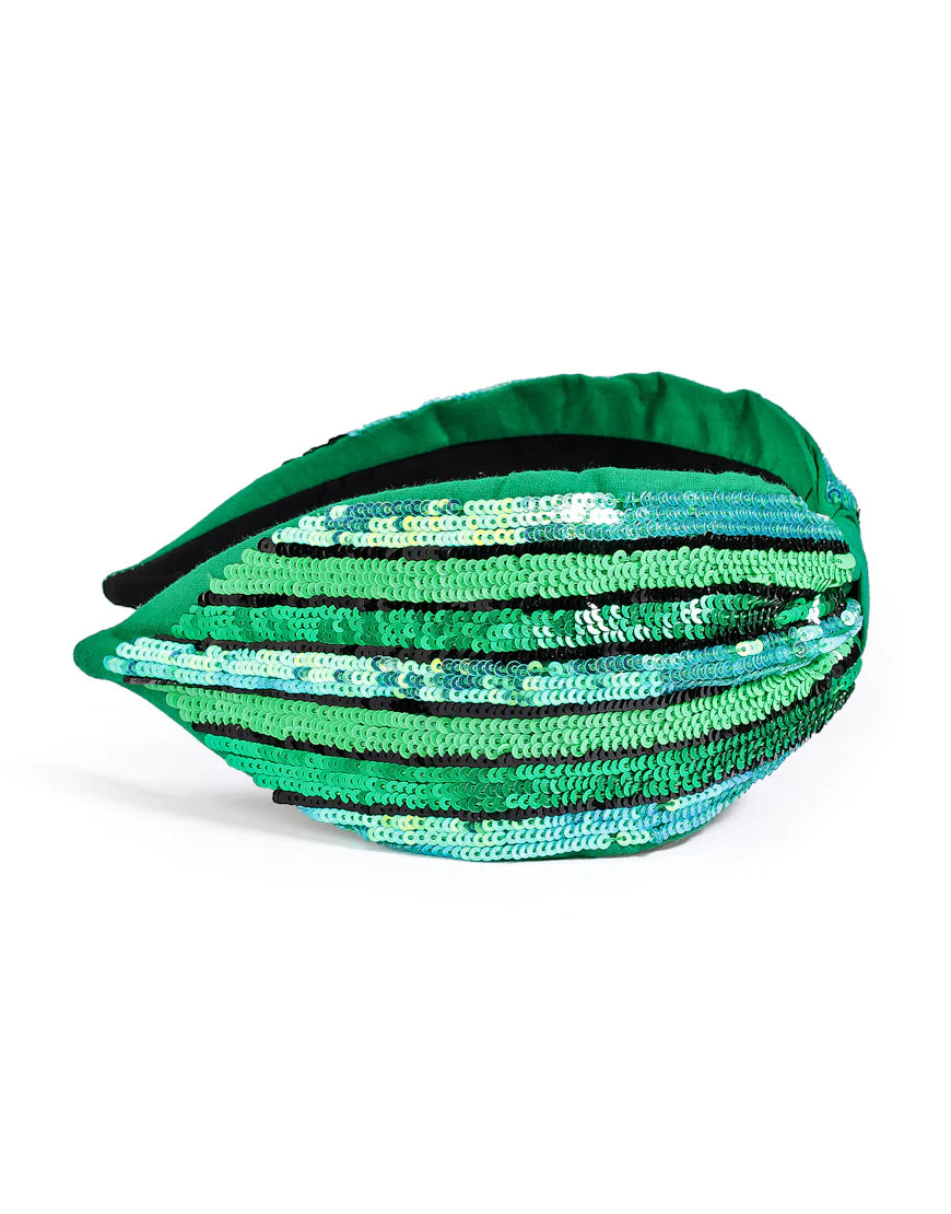 Emerald Stripe Sequin Headband