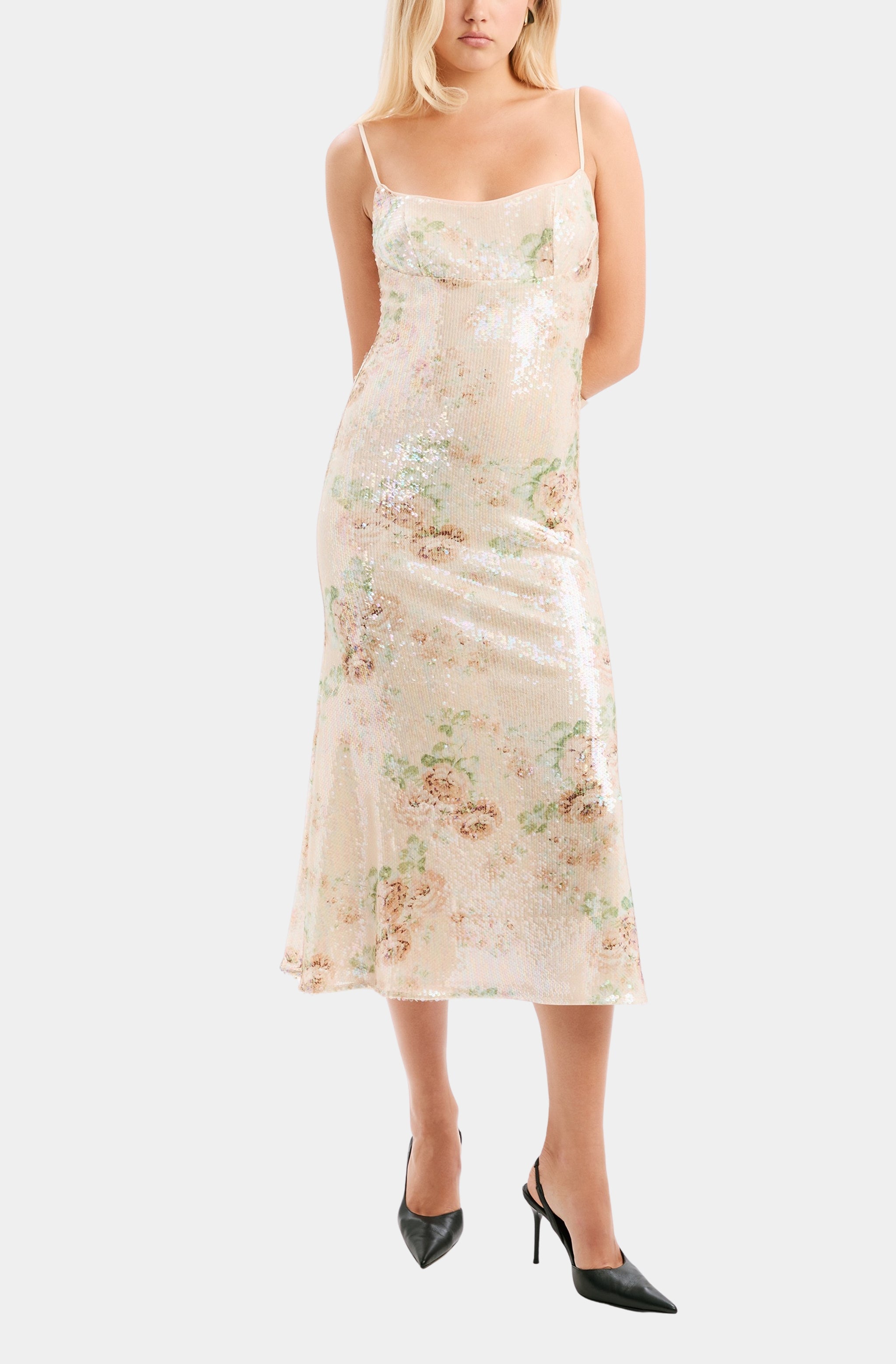 Adoni Sequin Mesh Midi Dress