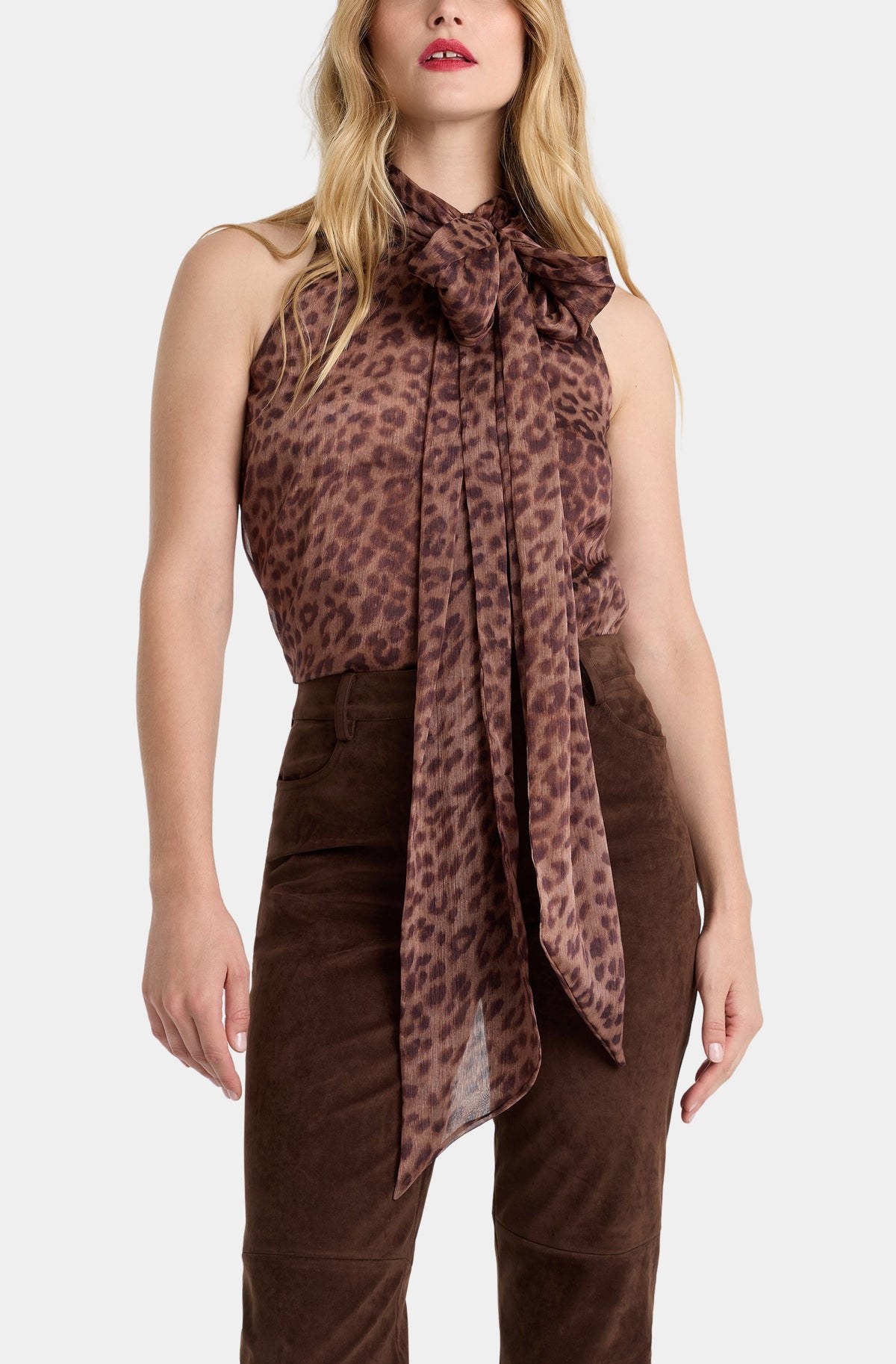 Arlette Neck Tie Printed Top