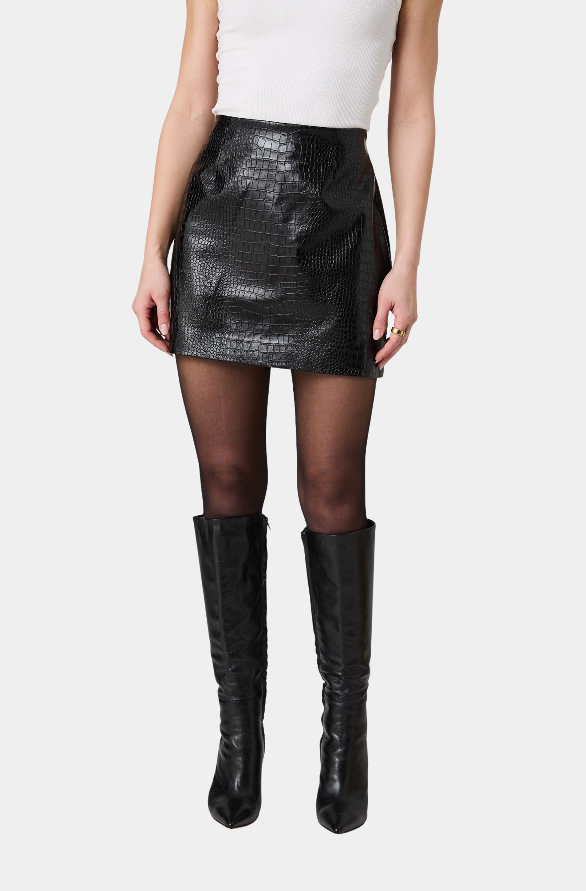 Faux Croc PU Mini Skirt