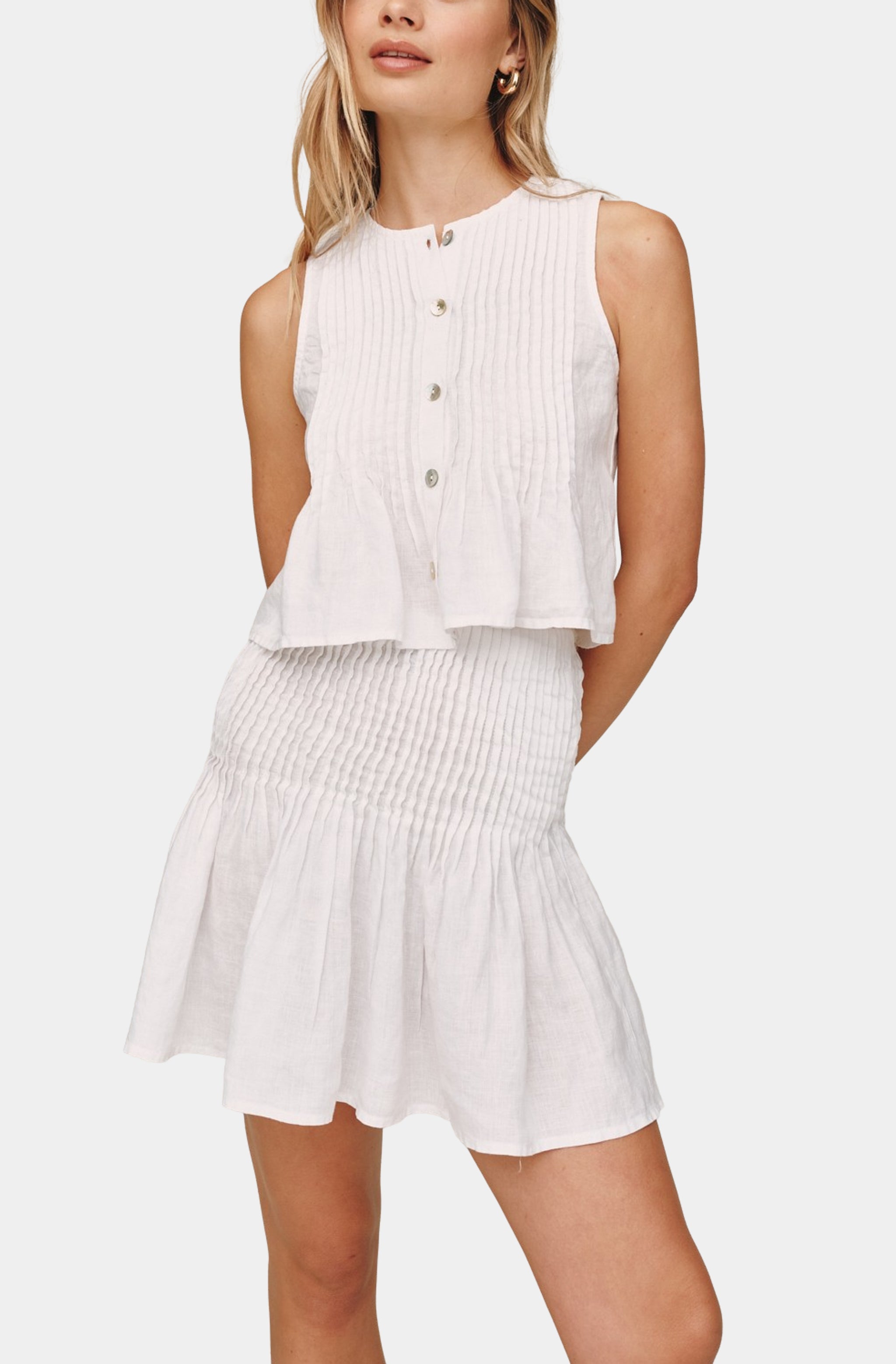Sleeveless Pintuck Top