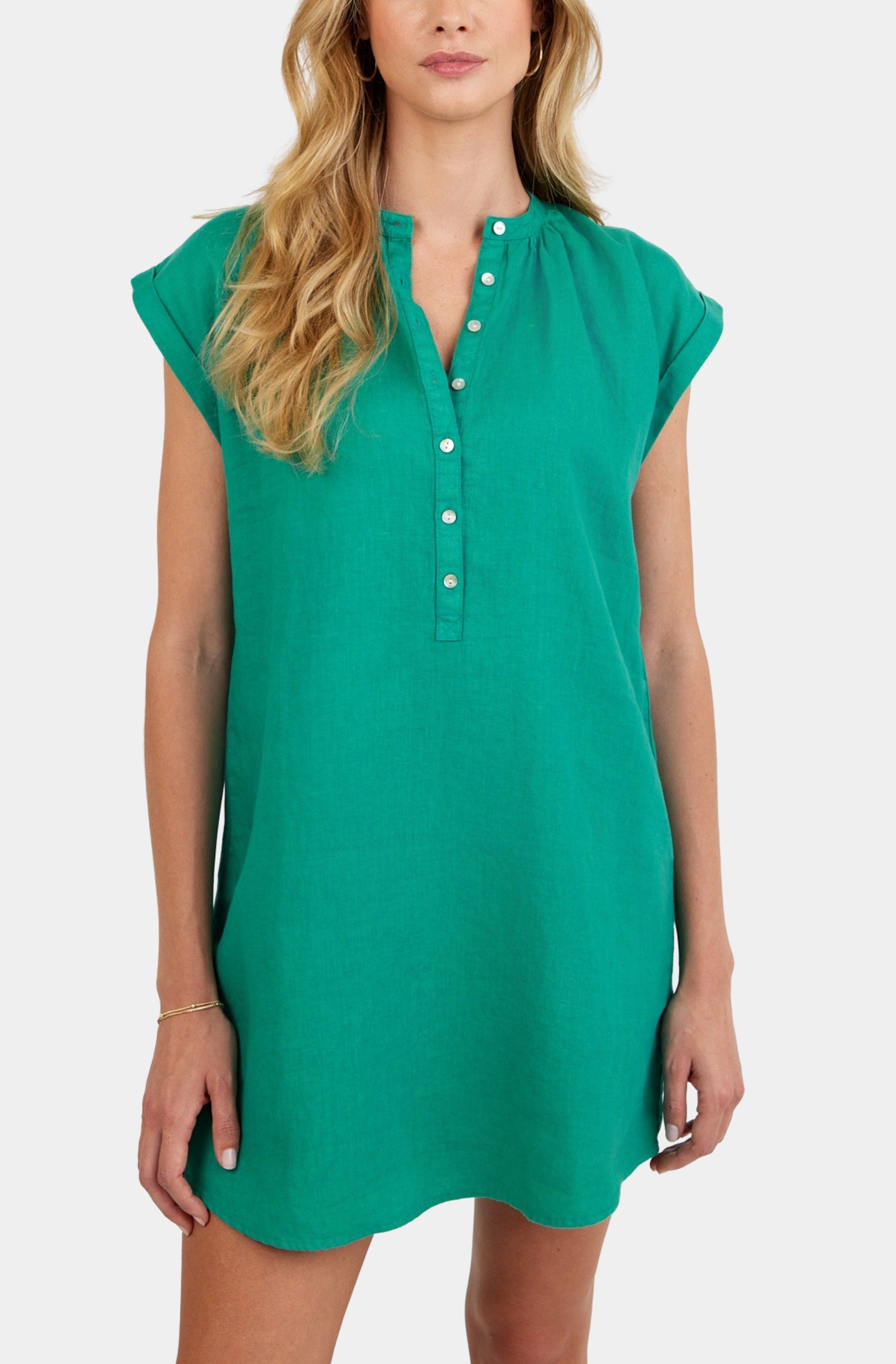 Cap Sleeve  Henley Dress