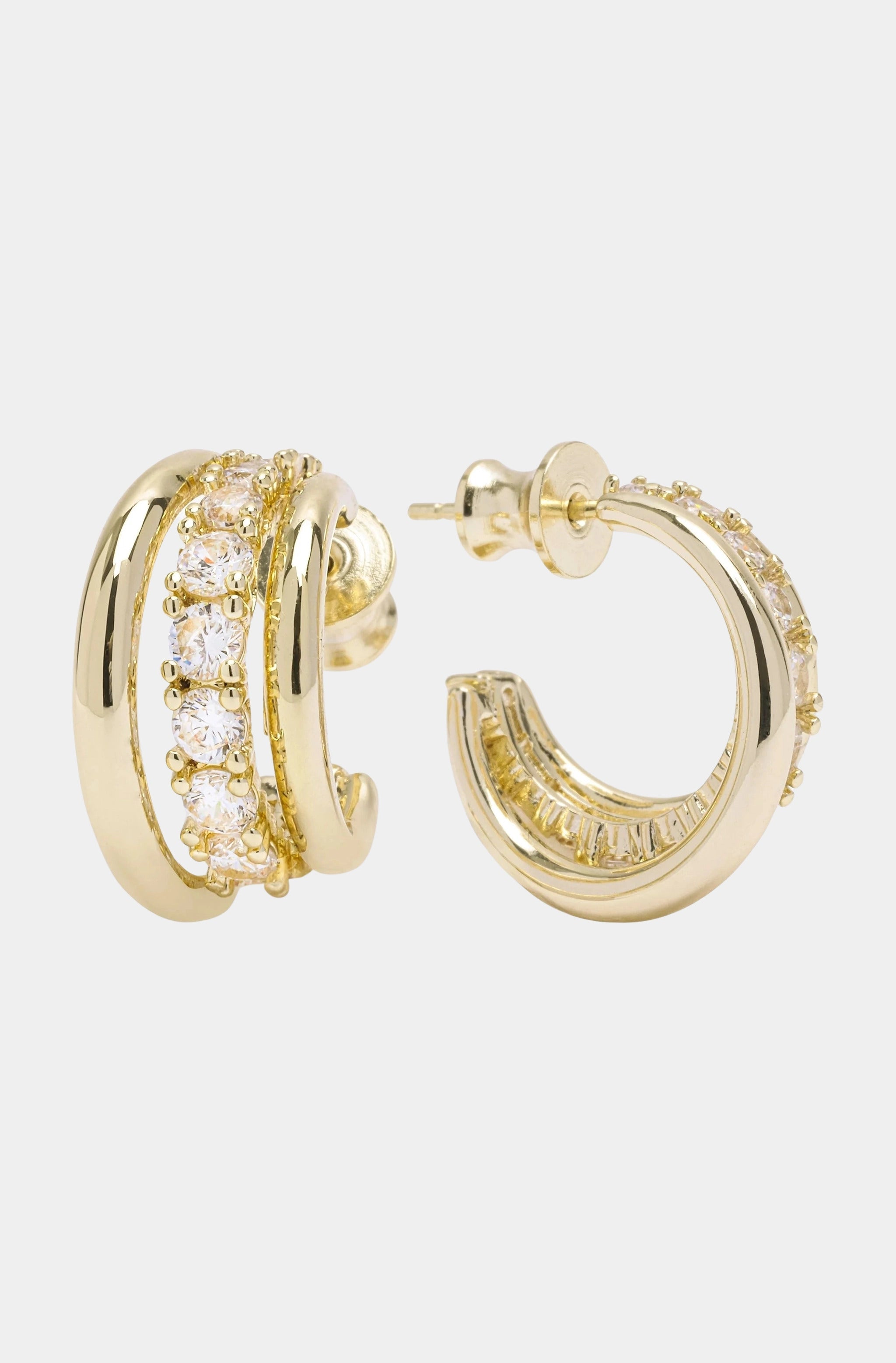 Oh She Fancy Smooth &amp; Diamond Hoops