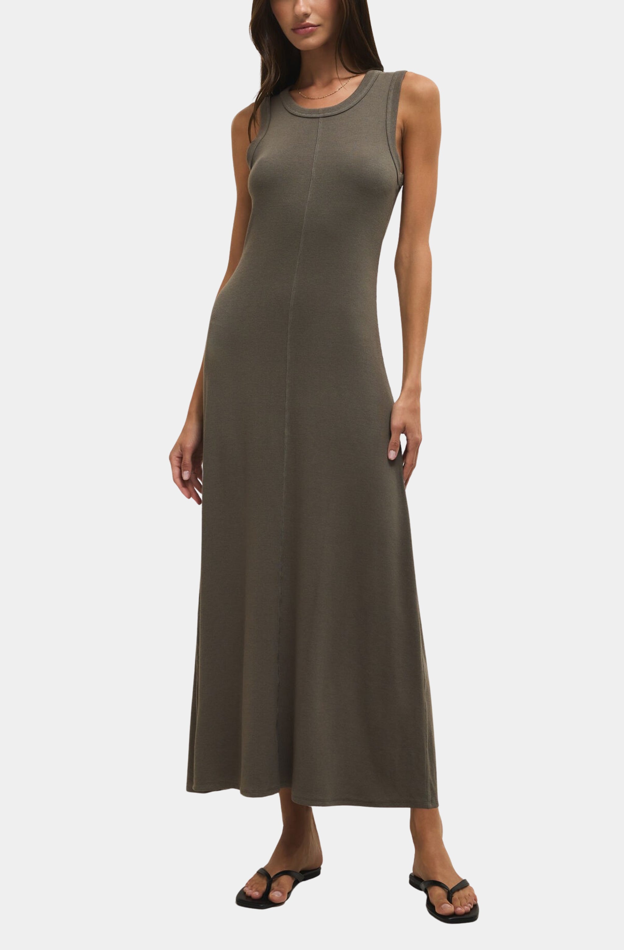 khaki ribbed midi dress Cupshe Lucky Penny Khaki Midi Dress - Khaki