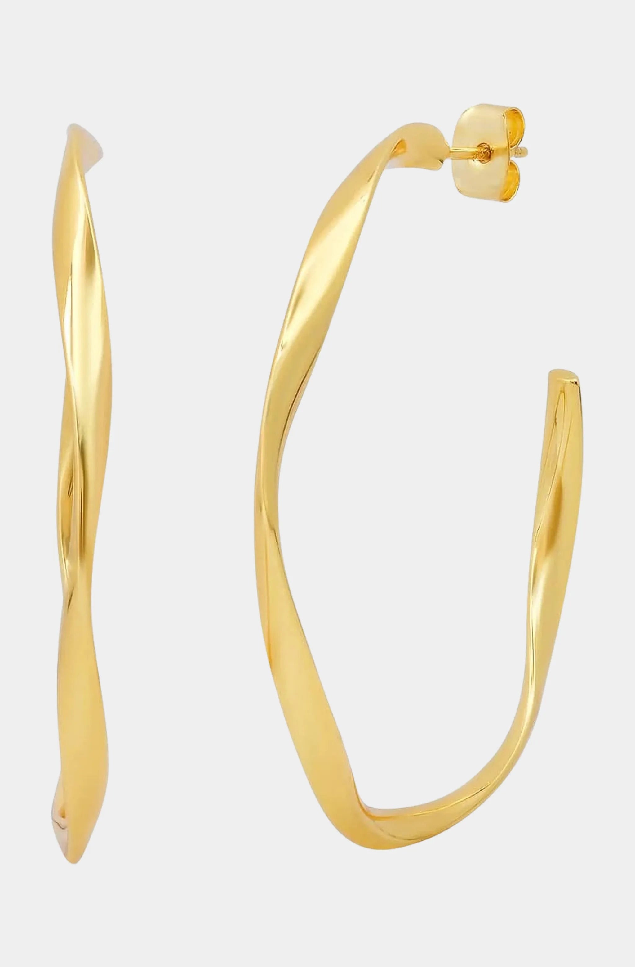 Large Gold Wavy Hoops