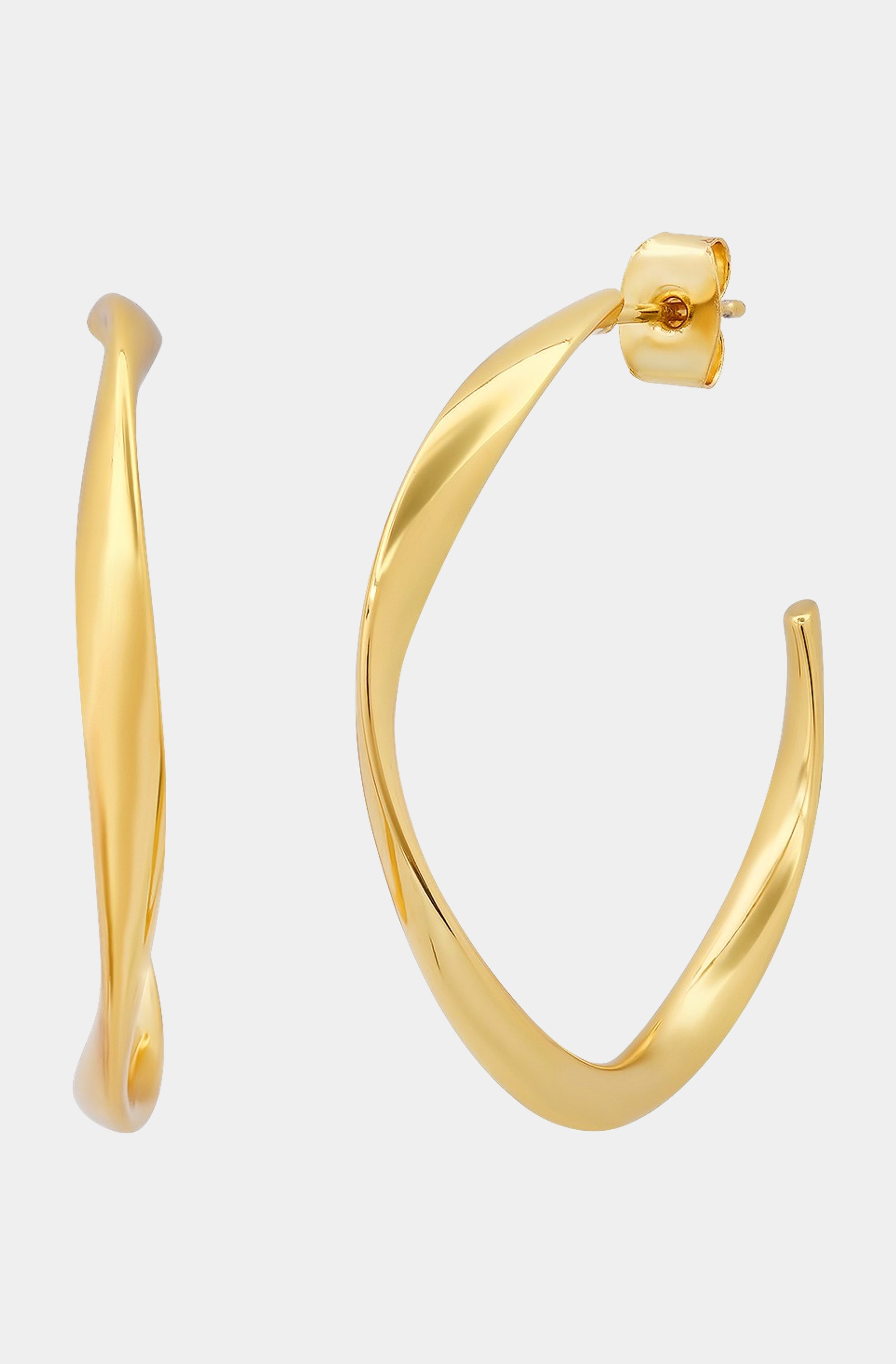 Medium Gold Wavy Hoops