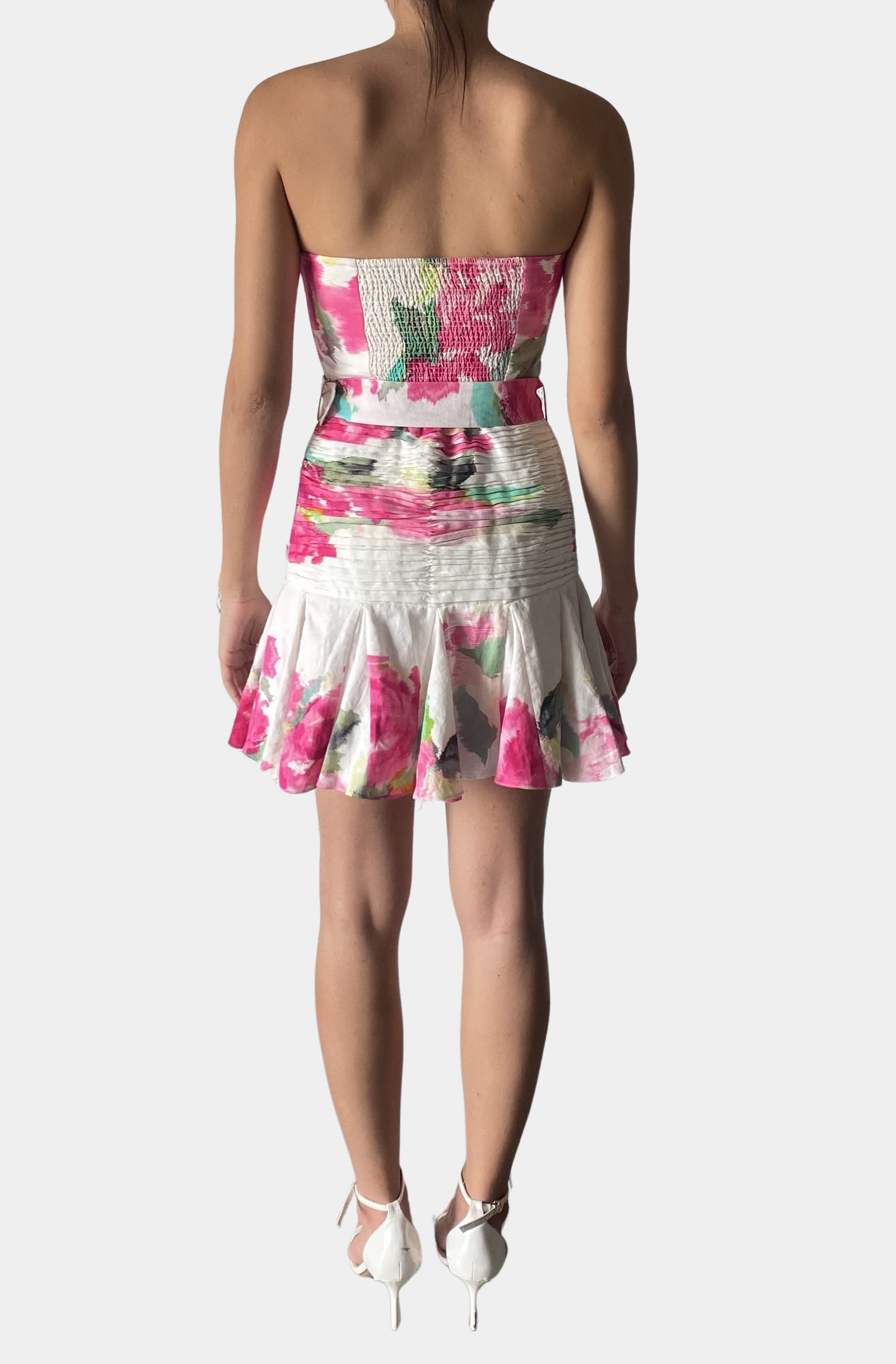 Rosa Strapless Short Dress With Buckle Belt