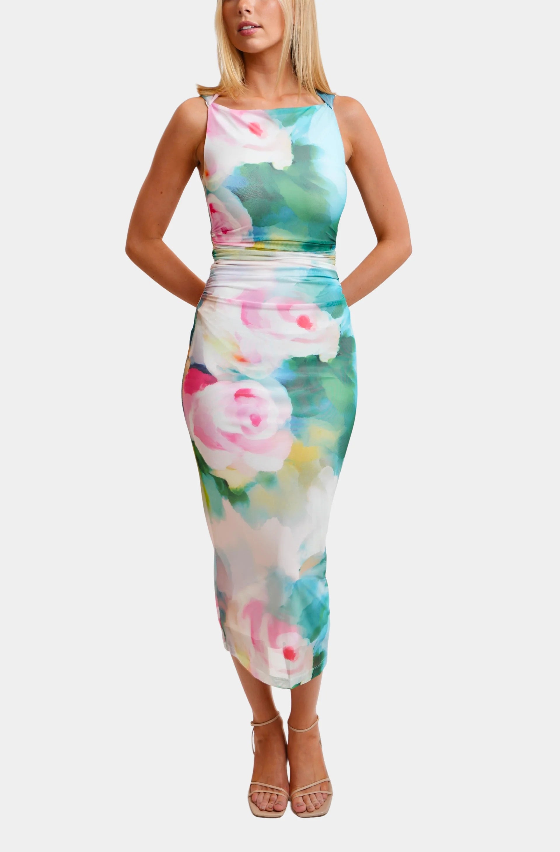 hemline dress Exclusive Evalina and removable tie Elegant Sleeveless V Neck Long