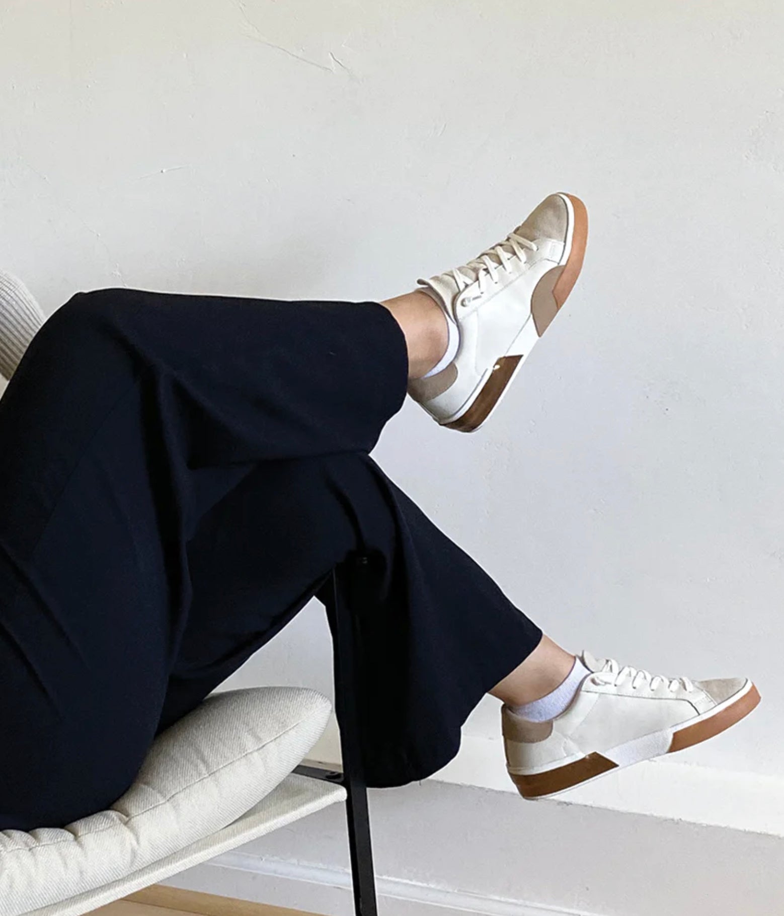 Zina Sneaker in White/Tan Leather