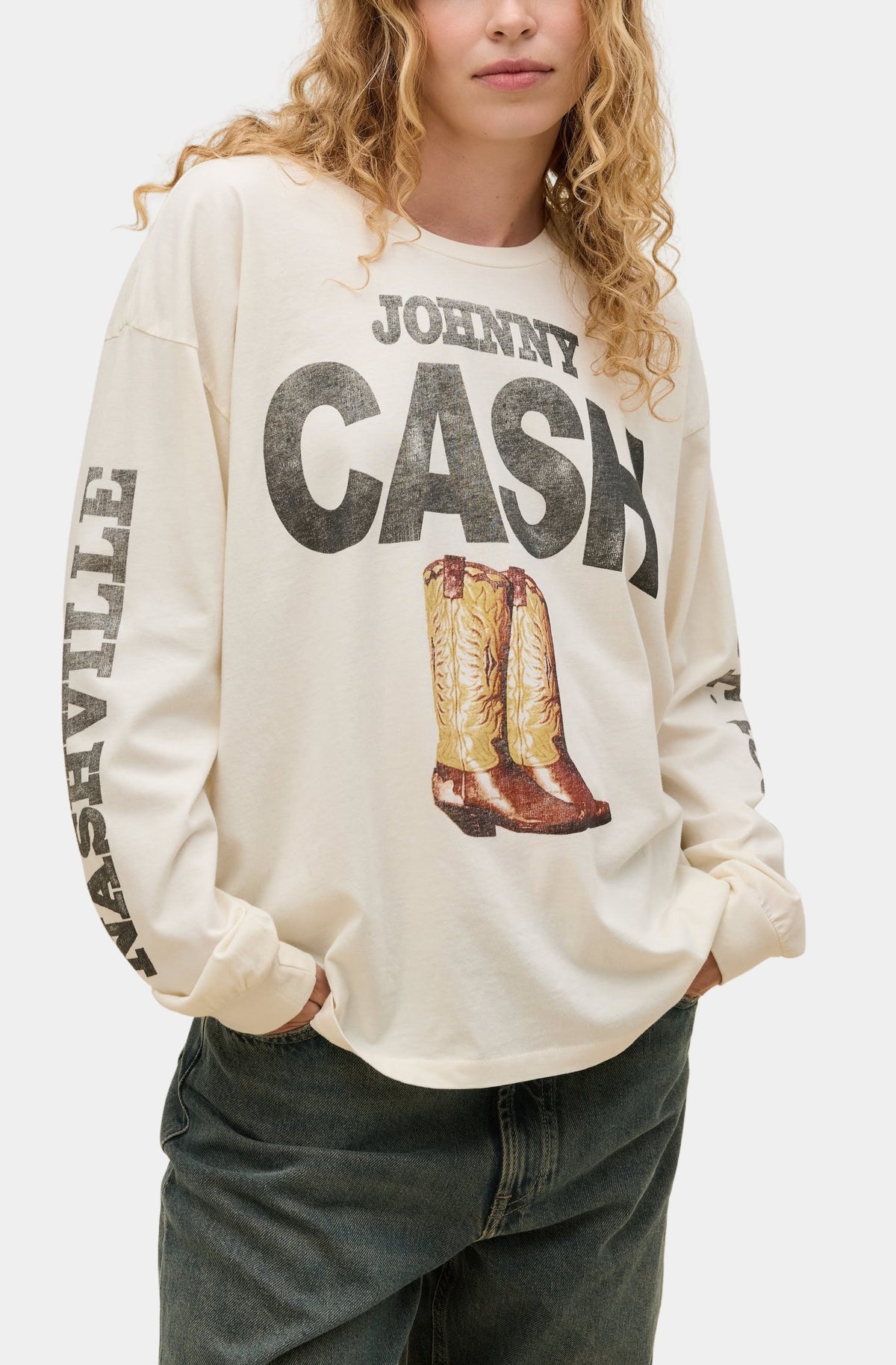 Johnny Cash 1932 Boots Merch Long Sleeve Tee