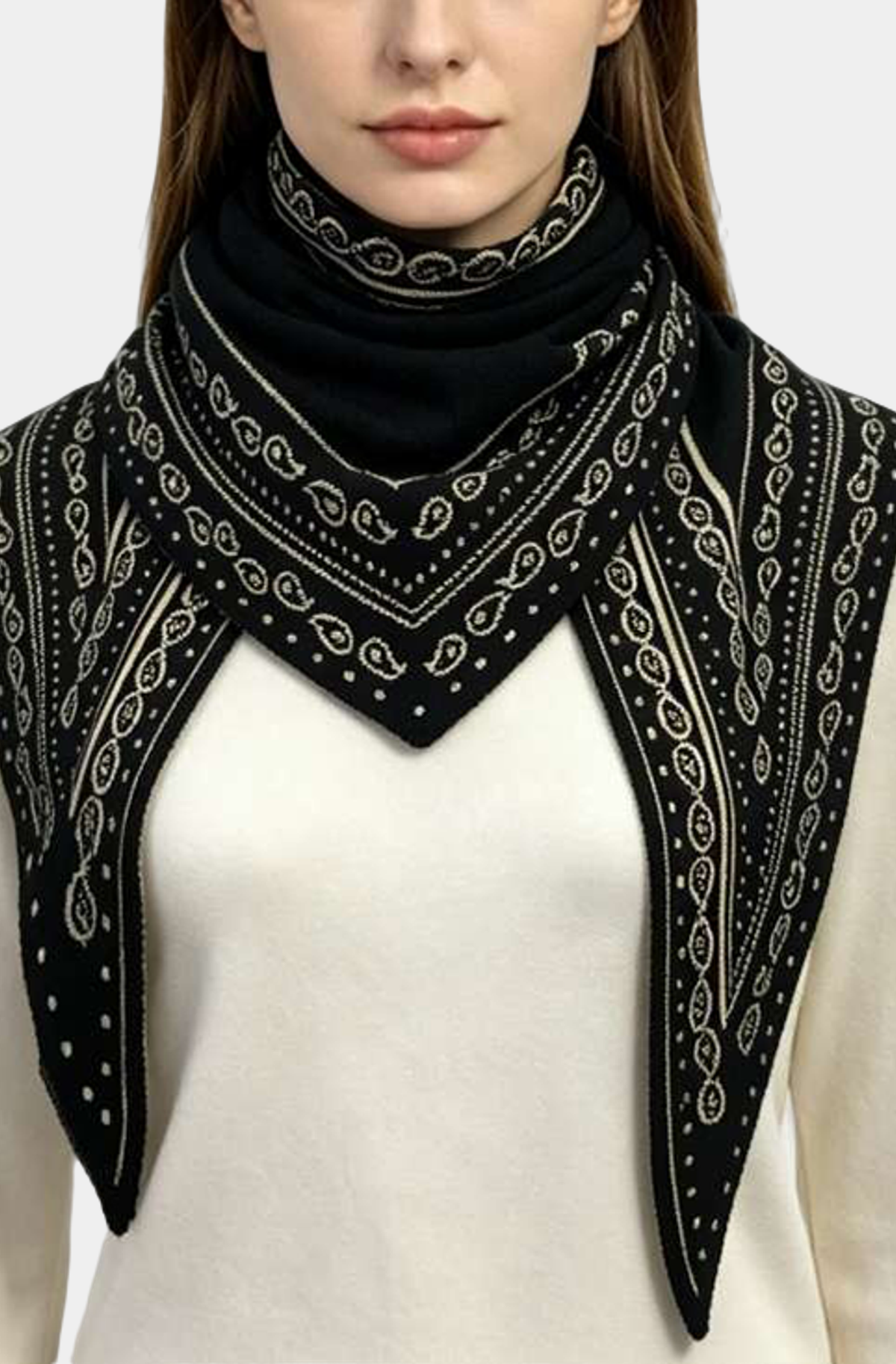 LVSC-292 Black scarf on light gray background