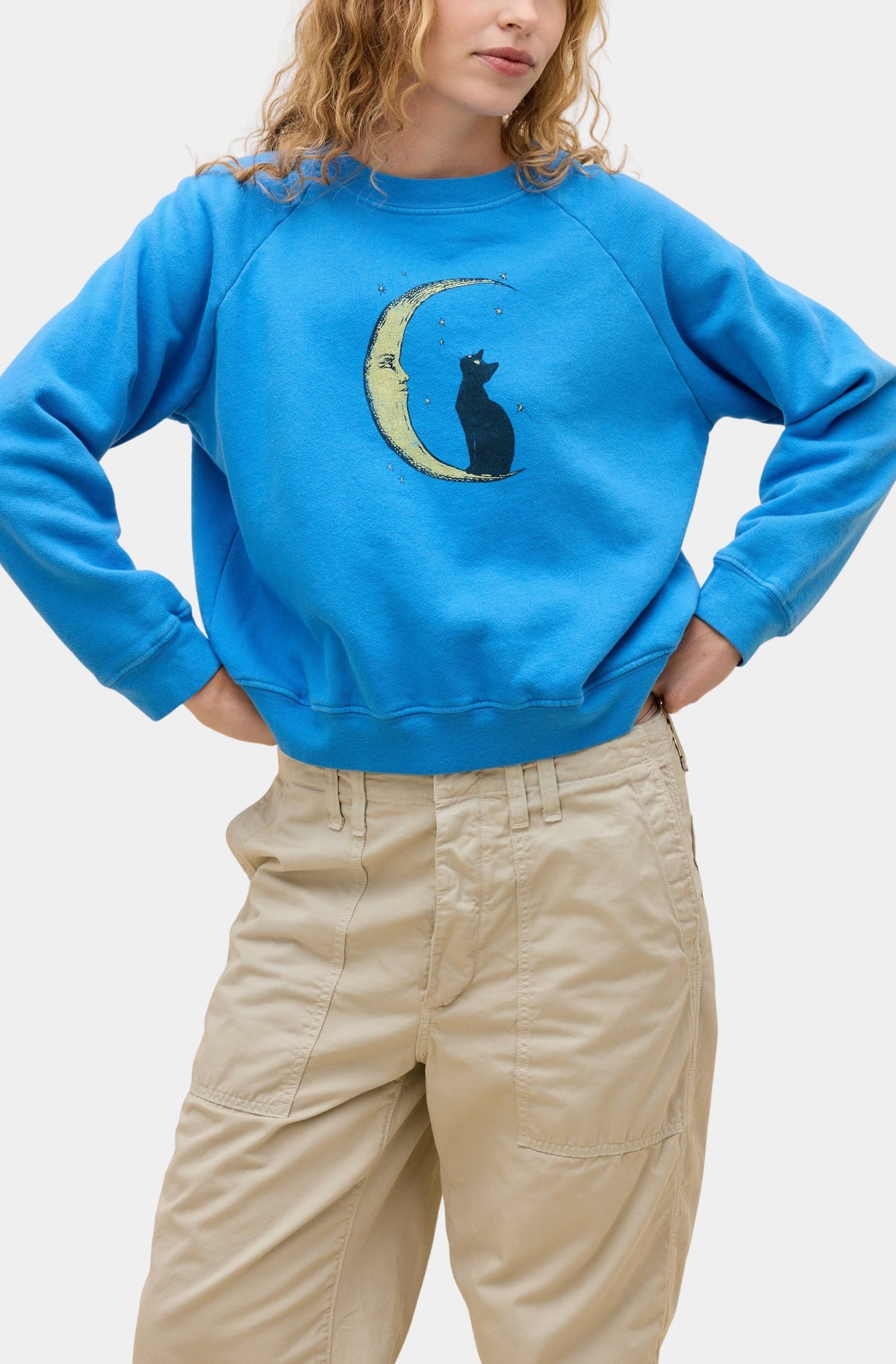 Moon Cat Shrunken Raglan Sweatshirt