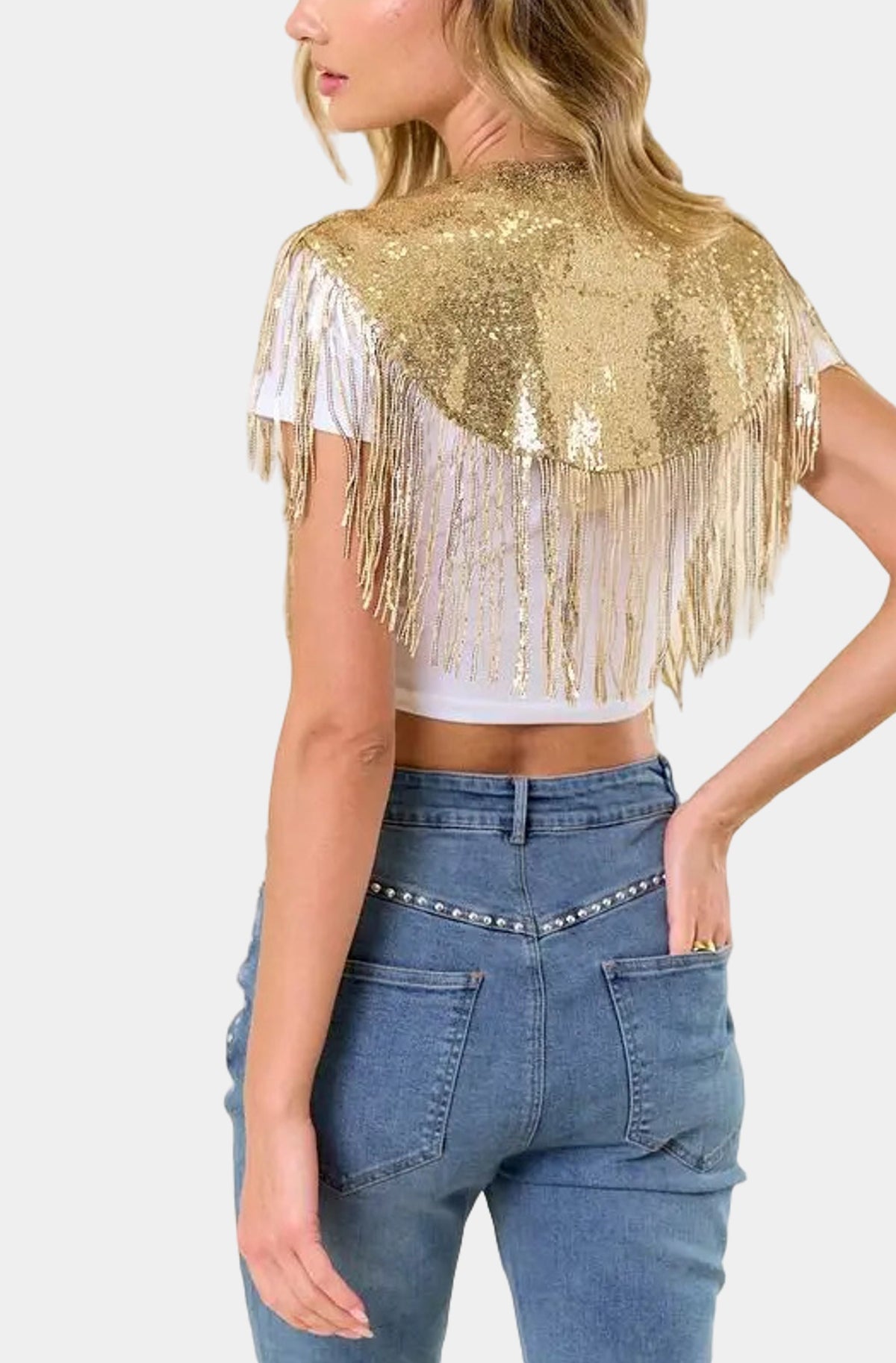 Holiday Fringed Sequin Shrug