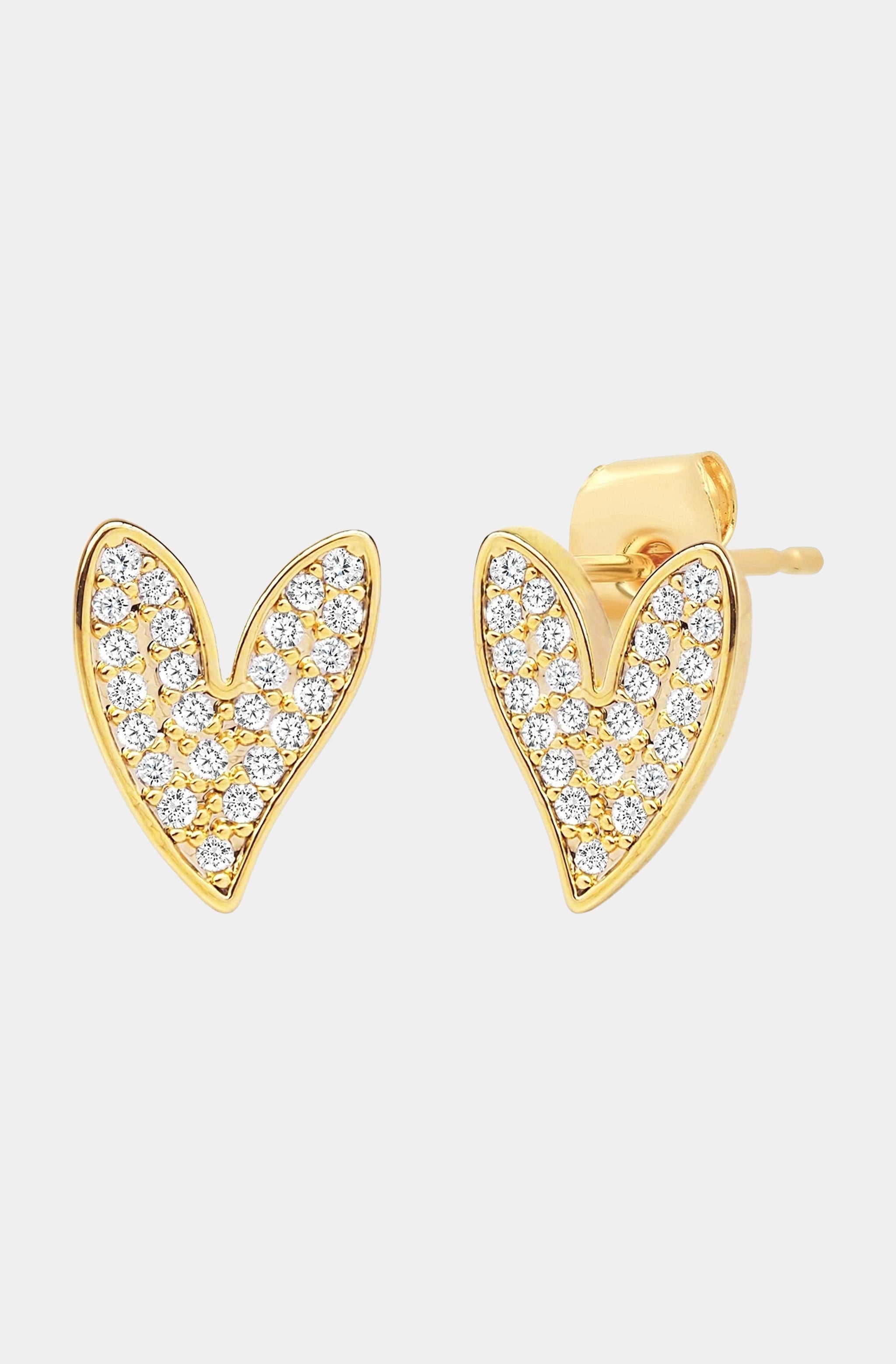 Pave Asymmetrical Heart Studs