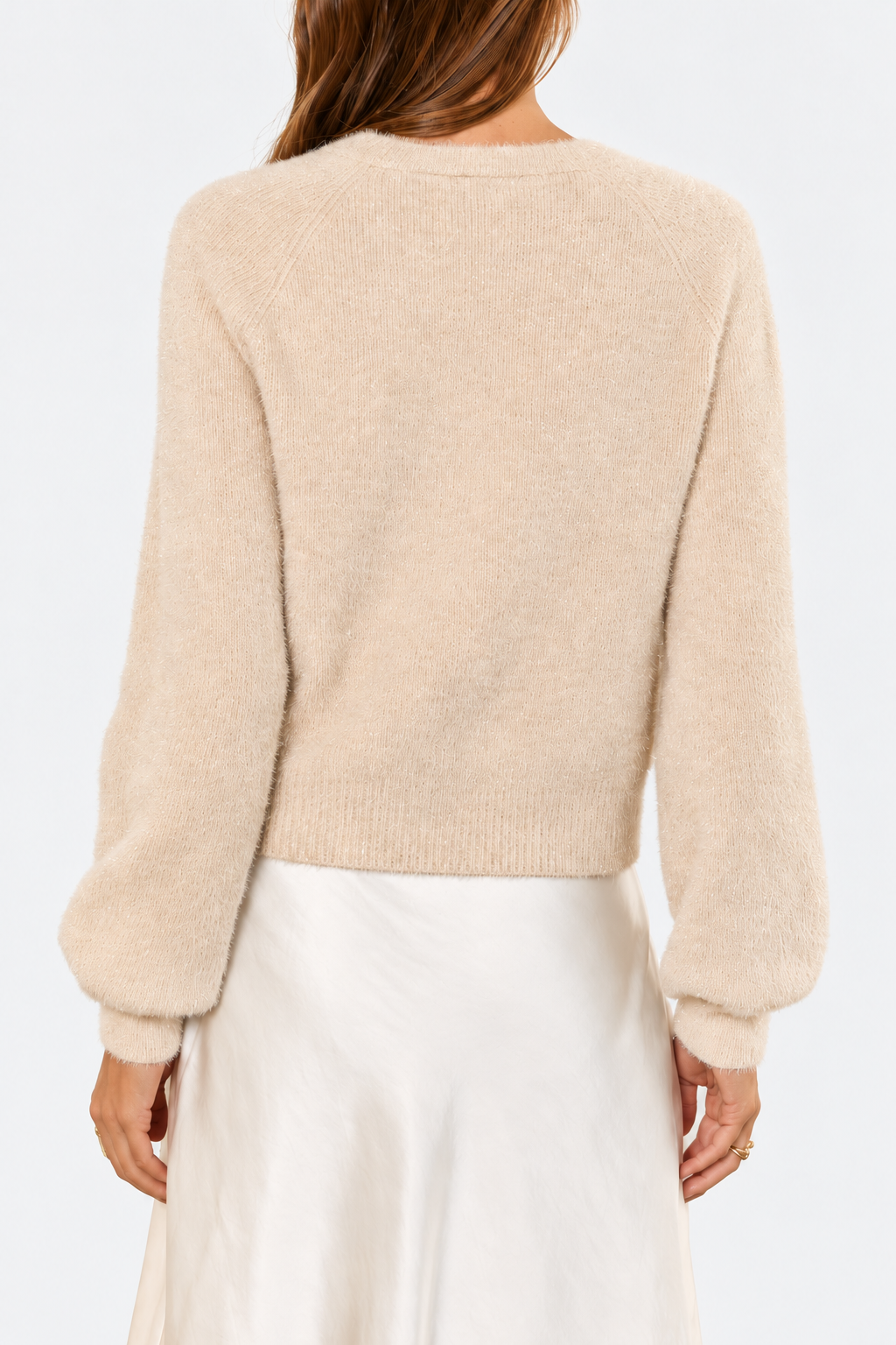 Hausen Clemence Cardigan in Champagne, style 26022, back view