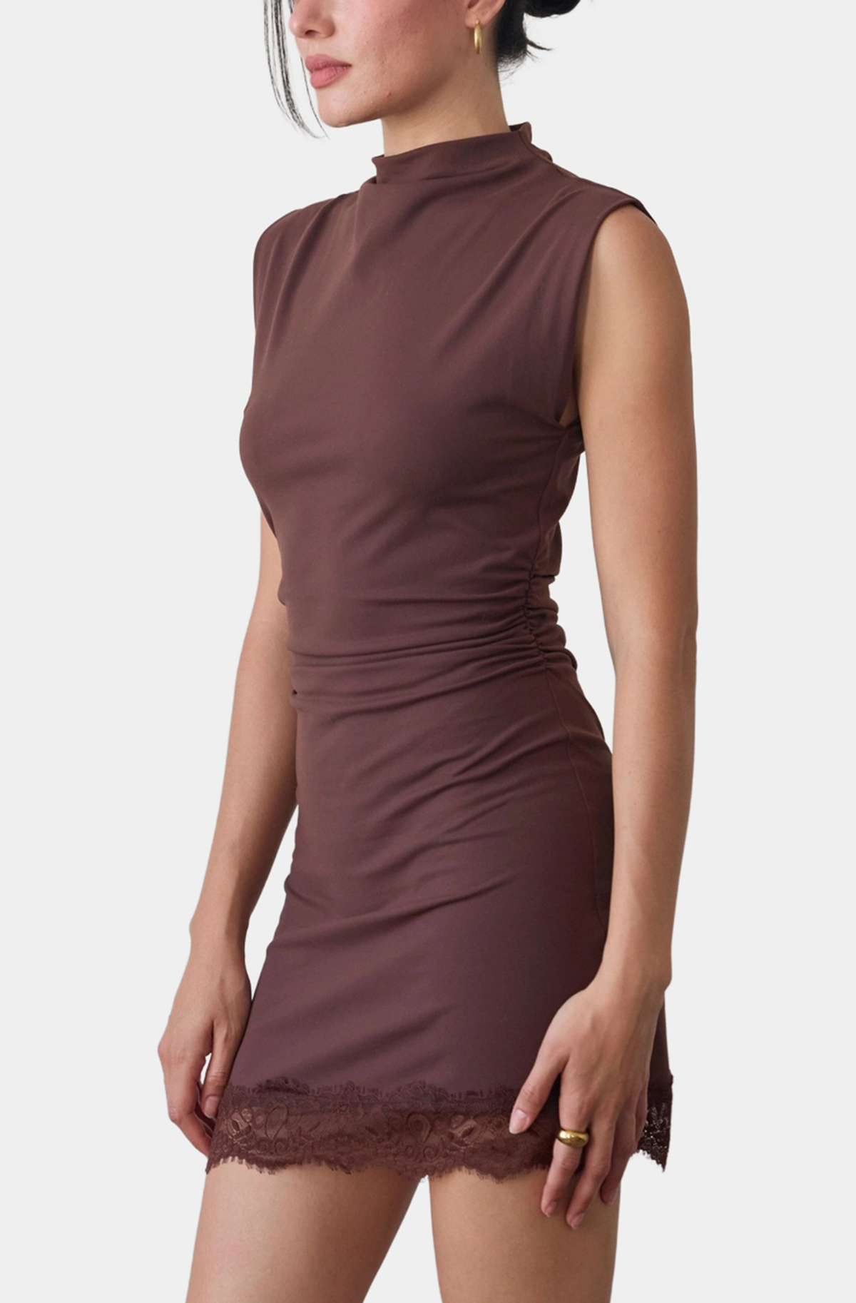 Hausen Odette Dress in Brown — side view